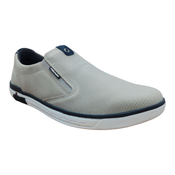 Zapatilla Cuero Hombre Pegada Gris - Imagen 2