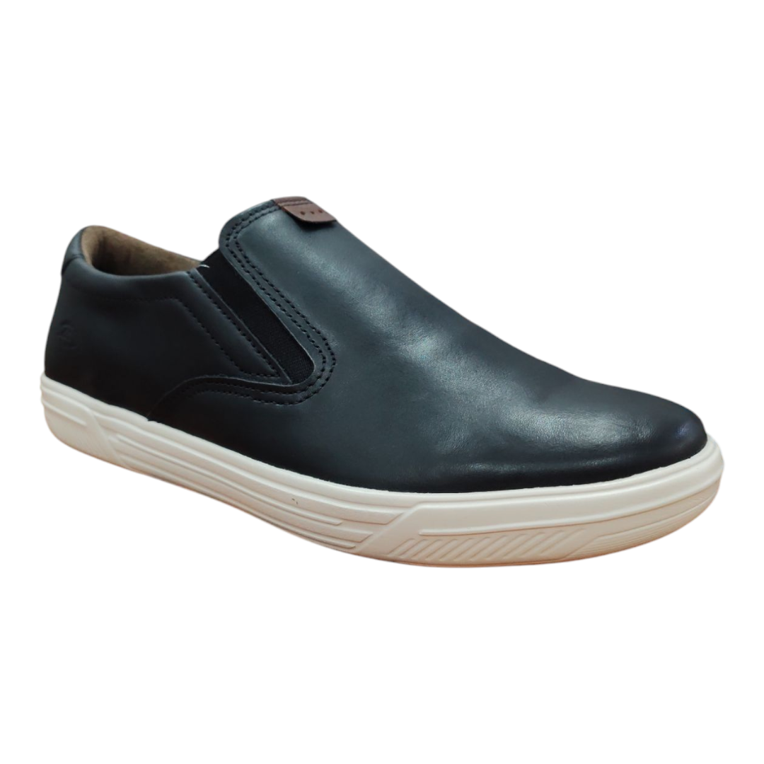 Zapatilla Pegada Cuero Hombre Negro 110402 - Imagen 5