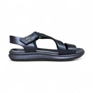 Sandalia Pegada Cuero Negra 232812