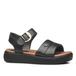 Sandalia Pegada Cuero Negra 233704
