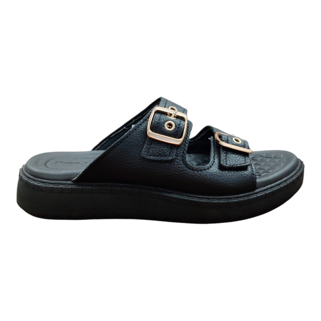 Sandalia Pegada Cuero Negra 233662
